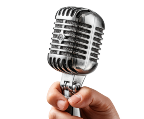 Live performance microphone music venue isolated on transparent background