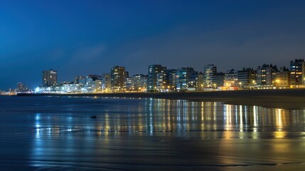 Fototapeta premium Night Urban Landscapes: City Skyline Lights, River Reflections & Panoramic Cityscape Views