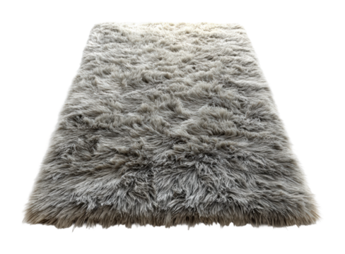 Fluffy area rug showcase cozy living room home top view isolated on transparent background - Powered by Adobe