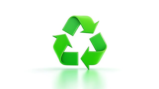 The universally recognized recycling symbol in a clean 3D render, representing environmental sustainability and resource conservation efforts