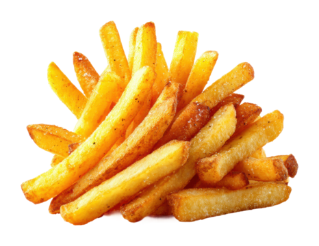 Crispy french fries fast food restaurant food isolated on transparent background