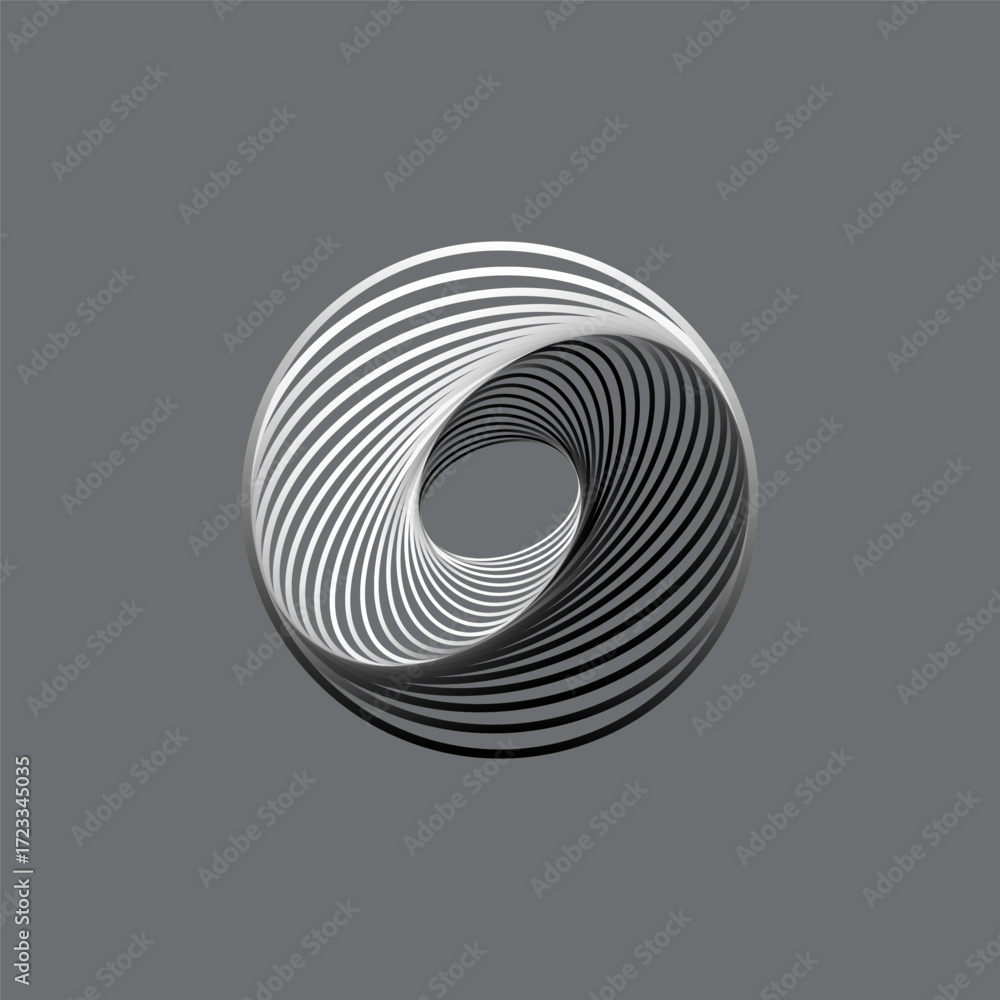 Poster abstract geometric shape. monochrome circle spiral. vector modern pattern. optical illusion backgrou