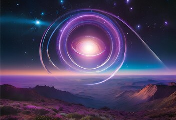 Gazing at stars forming a radiant, multicolored ring, each light shimmering vividly across the night sky.
