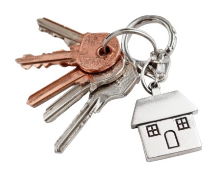 Home keys with house keychain isolated on transparent background - Powered by Adobe