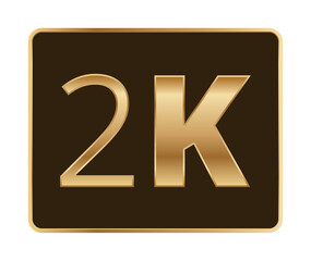 Elegant gold 2k sign on dark background design element.