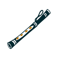 Fototapeta premium Krishna Flute Minimalist Illustration, Janmashtami Janmashtami Horizontal flute with minimalist finger holes and curved ends referencing Lord Krishna