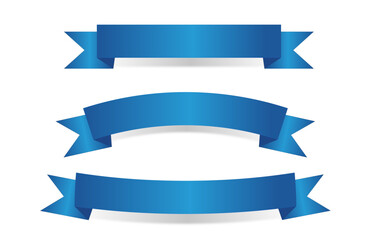 Fototapeta premium Collection of three blue ribbons with different shapes and styles