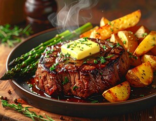 Fototapeta premium Steak mit Kräuterbutter