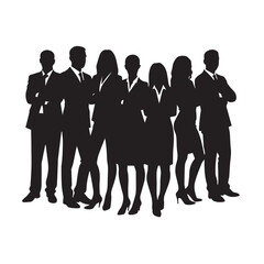 Business people silhouettes, group of standing business men and women

