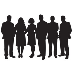 Business people silhouettes, group of standing business men and women

