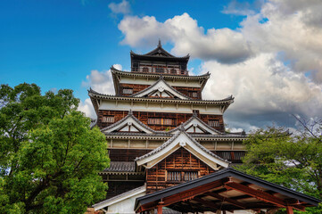 Traditional Japanese Samurai Castle of Hiroshima, Honshu, Japan, Asia