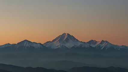 Fototapeta premium sunrise in the mountains, Minimal outline of a mountain range with a rising sun