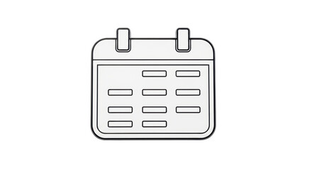 Isolated Calendar Page, Planning Schedule, Date Organizer and Days Tracker with Organizer Tab