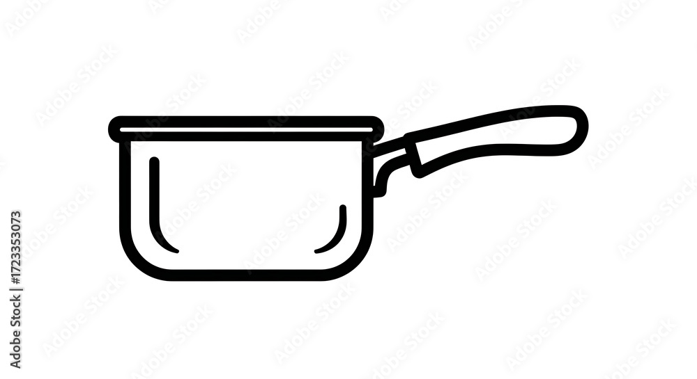 Poster a simple line drawing of a saucepan with a handle on a white background in a minimalist style ai gen