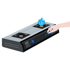 turn on the stove vector illustration element design template