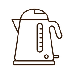 Electric kettle linear icon isolated on transparent background. Simple outline symbol of electric kettle for kitchen, appliances, cooking, and household use. Editable stroke design.
