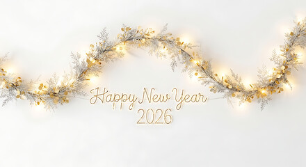 Happy new year 2026 garland on white background