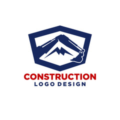 Heavy Equipment Construction Manufacturers Logo Design Template Vector