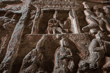Obraz premium ancient buddhist grottoes art and mural in Yungang Grottoes, China