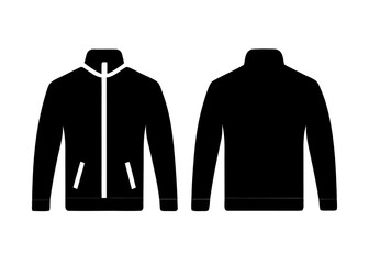 Jacket design black front and back site mocap
silhouette icon line airt vector outline Illustrations on white background.