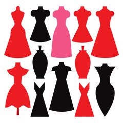 Female dress in clothesp  mocap icon line airt vactor outline Illustrations on white background.