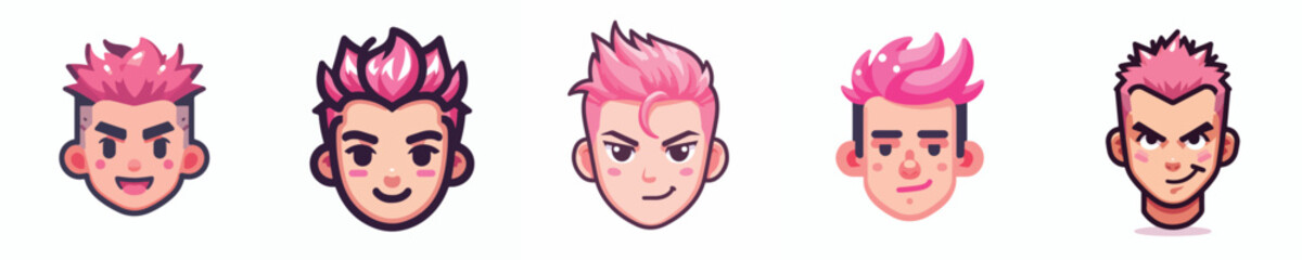 vector avatar of a person with pink colored mohawk hair