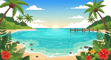 Obraz premium Tropical Beach Sunset. (1)