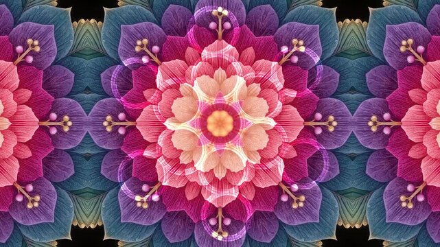 A dazzling fractal mandala featuring the Fruit of Life sacred geometry glyph at its core. This seamless 4K60 loop is perfect for VJ sets, meditation visuals, stage backgrounds, and creative content.
