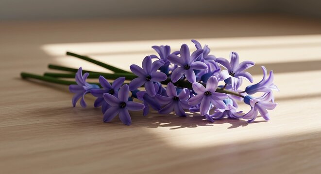 Purple Hyacinth Flower on Wooden Surface