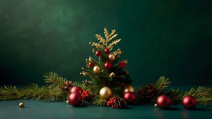 Small Fir Tree with Star Topper, Holiday Banner