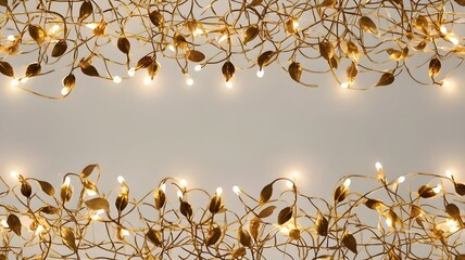 Cozy Warm White Lights Border on Soft Gray