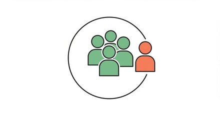 Diverse team members collaborating within a circle, one outlier stands apart