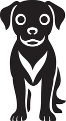 Simple sitting dog with chest detail, Minimalist dog silhouette vector