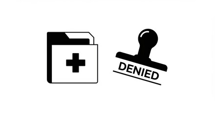 Medical file rejected with a denied stamp, symbolizing healthcare approval failure