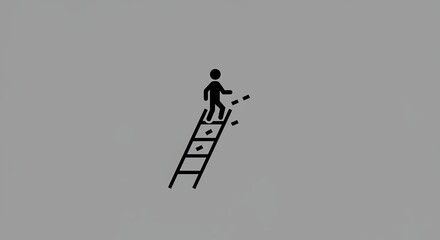 Person falling from broken ladder symbolizing failure, risk, or setback in career