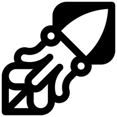 Colossal squid. Outlined stroke vector icon with black-filled details.