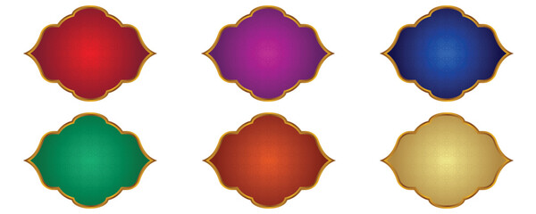 Set of Colored Luxury Islamic Frame for Names with Gold Border