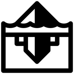 Iceberg. Outlined stroke vector icon with black-filled details. © Side Project