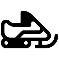 Snowmobile. Outlined stroke vector icon with black-filled details.
