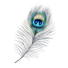 Obraz premium hand-drawn watercolor illustration of a peacock feather on a transparent background,