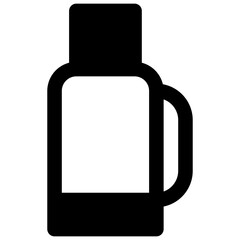 Thermos flask. Outlined stroke vector icon with black-filled details.