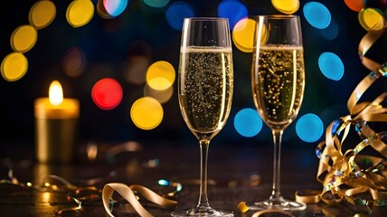 Elegant Festive Scene with Gold Bow and Baubles