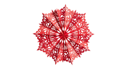 Decorative red paper cut snowflake design for festive celebrations and winter decor