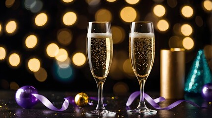 Champagne Toast Setup, Cozy Bokeh Lights