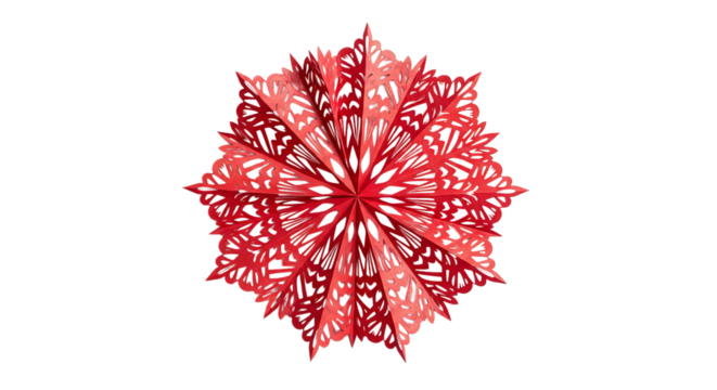 Decorative red paper cut snowflake design for festive celebrations and winter decor
