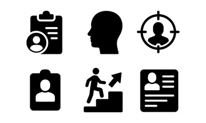 Recruitment icons set for hiring and interview processes – ideal for corporate design, presentations, and hr materials