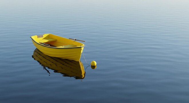 Yellow Boat on Calm Water