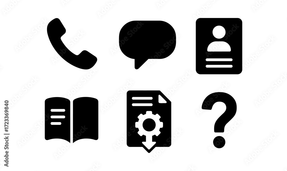 Poster simple communication icons set for messaging and information design