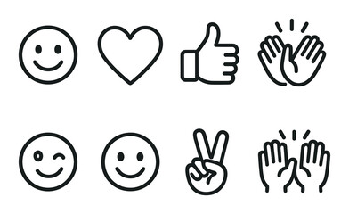 Obraz premium Set of eight simple emoji icons on brown background