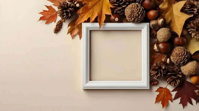 Seasonal Home Decor Background with Blank Frame